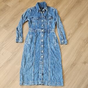7 For All Mankind Blue Denim Long Sleeve Dress Size Small